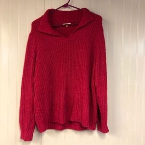 Maurices Hot Pink Women's Sweater Pullover VNeck Chenille Collar XL